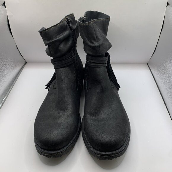 b.o.c. Womens Ankle Boot Black Suede Side Zip Strap & Knot Accent Round Toe 8M - Picture 2 of 8